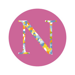 Letter N capital polygon style font initial monogram template illustration