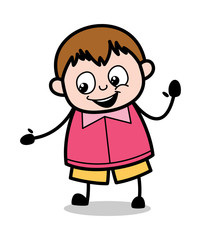 Showing Hand for Shake hand - Teenager Cartoon Fat Boy Vector Illustration
