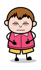 Stomach Pain - Teenager Cartoon Fat Boy Vector Illustration