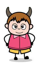 Devil Smile - Teenager Cartoon Fat Boy Vector Illustration