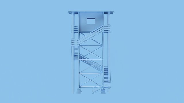 Pale Blue Large Watch Tower with Stairs 3d illustration 