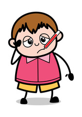 Sick Person - Teenager Cartoon Fat Boy Vector Illustration