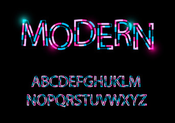 Modern abstract font Trendy style distorted typeface