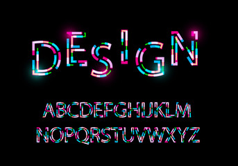 Modern abstract font Trendy style distorted typeface