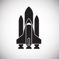 Rocket icon on background for graphic and web design. Simple vector sign. Internet concept symbol for website button or mobile app. © Andre