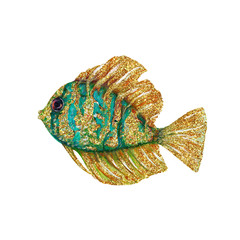 Fototapeta premium Isolated watercolor illustration of golden fish