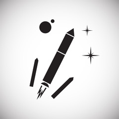 Rocket icon on background for graphic and web design. Simple vector sign. Internet concept symbol for website button or mobile app.