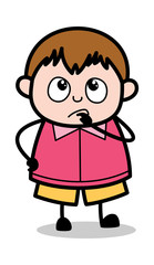 Remembering - Teenager Cartoon Fat Boy Vector Illustration