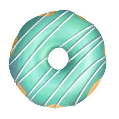 Digital illustration. Donuts set isolated on tte white background. Cute donuts with green glaze.