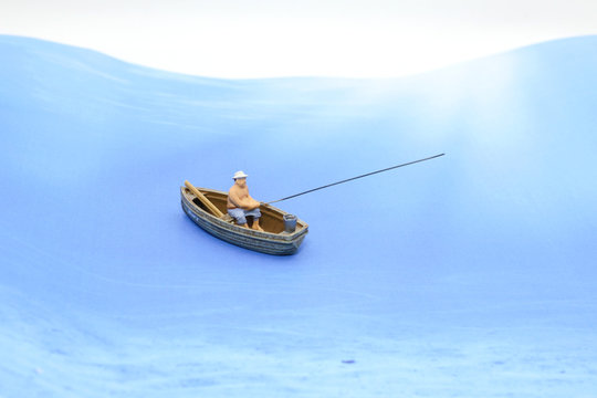 Mini Of Figures Of Fisher Man At Boat