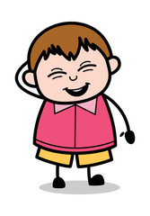 Feeling Shy - Teenager Cartoon Fat Boy Vector Illustration