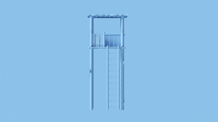 Pale Blue Simple Wooden Watch Tower 3d illustration 