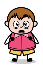 Obraz premium Horrified - Teenager Cartoon Fat Boy Vector Illustration