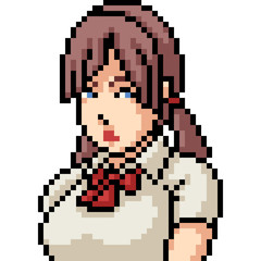 vector pixel art anime girl