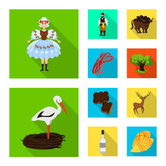 Isolated object of traditional and tour symbol. Set of traditional and landmarks stock vector illustration.