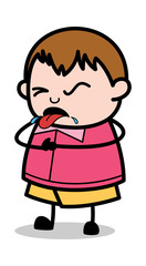 Unhealthy - Teenager Cartoon Fat Boy Vector Illustration