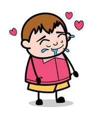 Falling in Love - Teenager Cartoon Fat Boy Vector Illustration