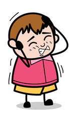 Irritated - Teenager Cartoon Fat Boy Vector Illustration