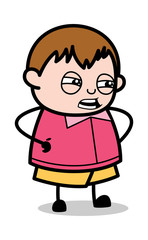 Irritating While Talking - Teenager Cartoon Fat Boy Vector Illustration