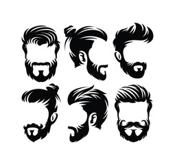 Vector vintage hairstyle barber shop logo for your design