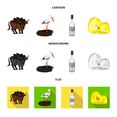 Vector design of traditional and tour symbol. Set of traditional and landmarks vector icon for stock.