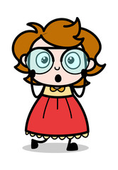 Scared - Teenager Cartoon Intelligent Girl Vector Illustration
