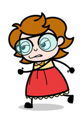 Walk Off - Teenager Cartoon Intelligent Girl Vector Illustration