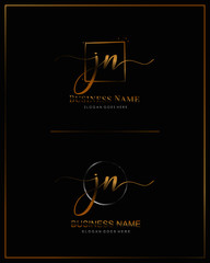 Initial J N JN handwriting logo vector. Letter handwritten logo template.