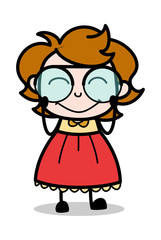 Blushing - Teenager Cartoon Intelligent Girl Vector Illustration