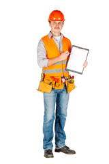 engineer in a helmet signed a contract