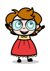Cheerful - Teenager Cartoon Intelligent Girl Vector Illustration