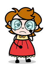 Depressed - Teenager Cartoon Intelligent Girl Vector Illustration