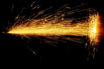 Glowing Flow of Sparks in the Dark