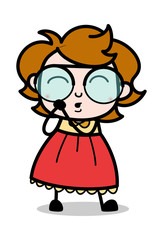 Feeling Happy - Teenager Cartoon Intelligent Girl Vector Illustration