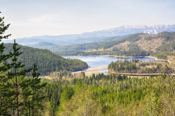 Fototapeta na wymiar Aerial view of the lake Selbu, Norway