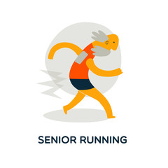 Vector cartoon illustration of a senior running man. Senior fitnes, running club concept.