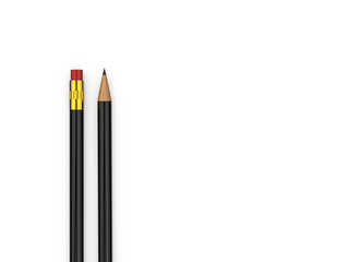 Blank black round pencil mock up template on isolated white background, 3d illustration