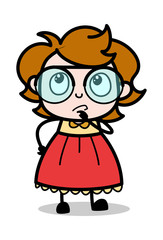Remembering - Teenager Cartoon Intelligent Girl Vector Illustration