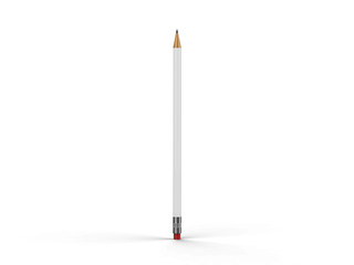 Blank white round pencil mock up template on isolated white background, 3d illustration