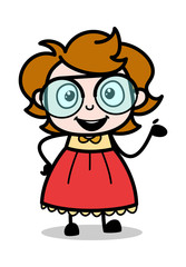 Presenting - Teenager Cartoon Intelligent Girl Vector Illustration