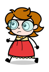 Walking in Hurry - Teenager Cartoon Intelligent Girl Vector Illustration