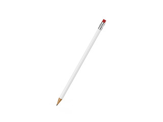 Blank white round pencil mock up template on isolated white background, 3d illustration