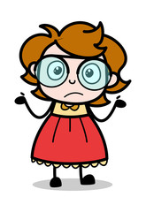 Don't Know - Teenager Cartoon Intelligent Girl Vector Illustration