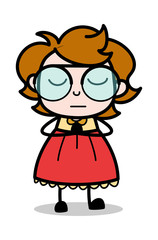 Prayer - Teenager Cartoon Intelligent Girl Vector Illustration