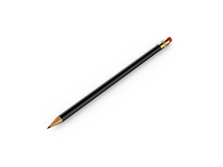 Blank black round pencil mock up template on isolated white background, 3d illustration