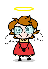 Angel - Teenager Cartoon Intelligent Girl Vector Illustration