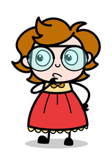 Thought - Teenager Cartoon Intelligent Girl Vector Illustration