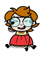 Crying Face - Teenager Cartoon Intelligent Girl Vector Illustration