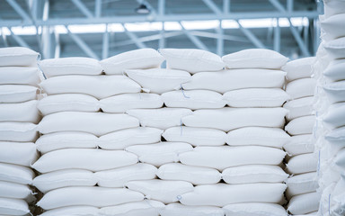 stack of white bag in the warehouse