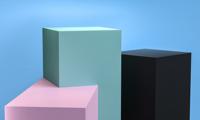 Minimalist abstract background, primitive geometrical figures, trend poster, 3D render ,for the advertized.